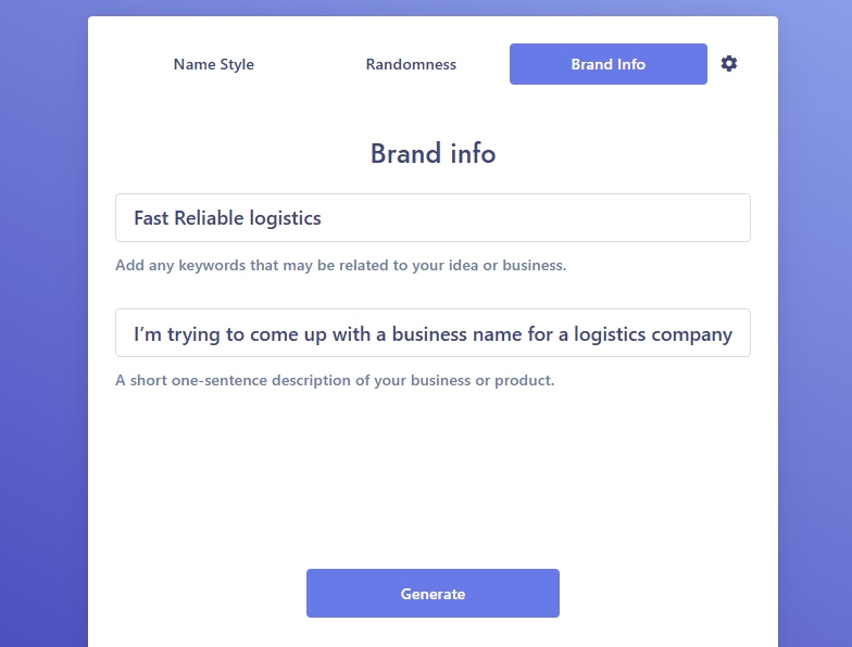 nameflix business name generator brand description